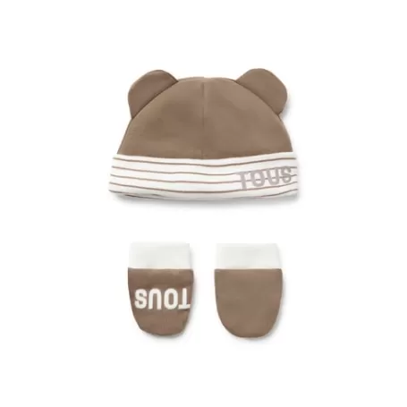 Outlet Baby hat and mittens set in Classic beige Bébé