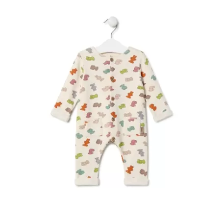 Best Sale Baby playsuit with multicoloured bears in ecru Bébé