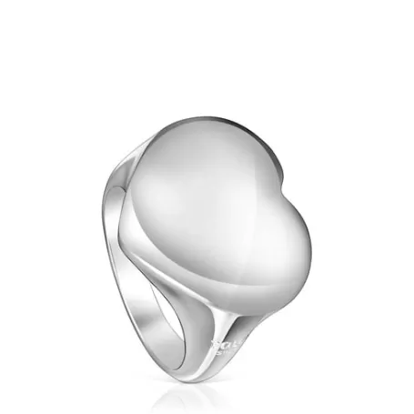 Outlet Bague chevalière Bold Motif cœur en Bagues En Argent | Bagues Grands