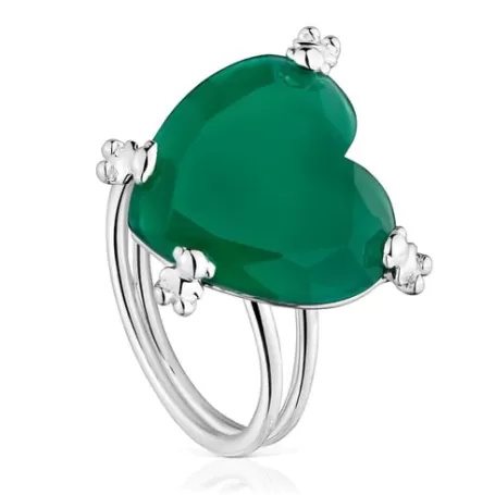 Best Sale Bague cœur en et calcédoine traitée Color Pills Bagues En Argent | Bagues Grands