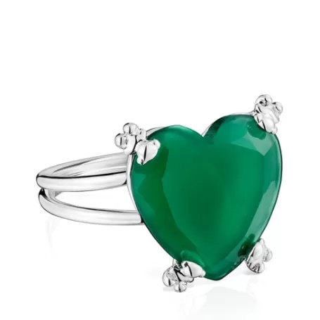 Best Sale Bague cœur en et calcédoine traitée Color Pills Bagues En Argent | Bagues Grands