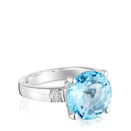 Cheap Bague en avec diamant et topaze Basic Colors Bagues En Argent | Bagues Grands
