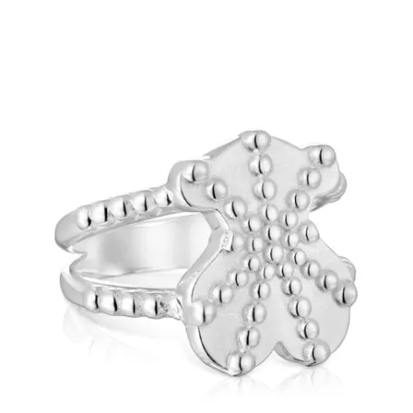 Shop Bague en argent avec motif ourson grande Grain Bagues En Argent