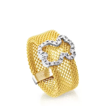 New Bague Icon Mesh en or avec diamants Bagues En Or | Moyens Bagues