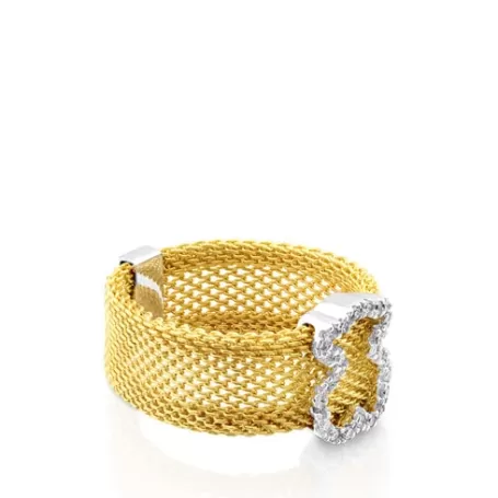 New Bague Icon Mesh en or avec diamants Bagues En Or | Moyens Bagues