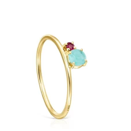 Best Sale Bague Mini Ivette en avec Amazonite et Rubis Bagues En Or | Bagues Petits