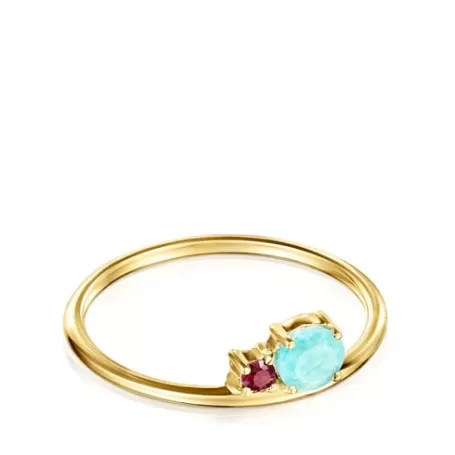 Best Sale Bague Mini Ivette en avec Amazonite et Rubis Bagues En Or | Bagues Petits