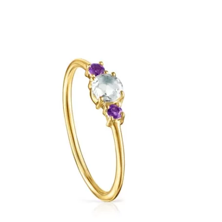 Best Bague Mini Ivette en avec Prasiolite et Améthyste Bagues En Or | Bagues Petits