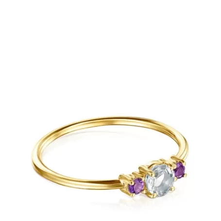 Best Bague Mini Ivette en avec Prasiolite et Améthyste Bagues En Or | Bagues Petits