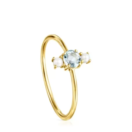 Best Sale Bague Mini Ivette en avec Topaze et Perle Bagues En Or | Bagues Petits