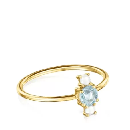 Best Sale Bague Mini Ivette en avec Topaze et Perle Bagues En Or | Bagues Petits