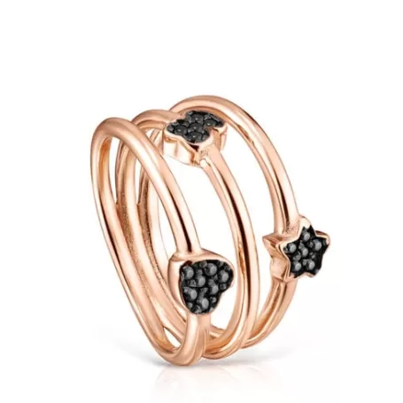 Hot Bague Motif en Or Vermeil rose avec Spinelles Bagues En Argent | Moyens Bagues