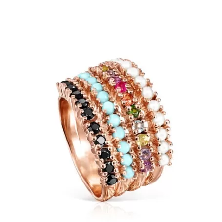 Best Bague Straight en Or Vermeil rose avec Pierres précieuses Bagues En Argent | Moyens Bagues