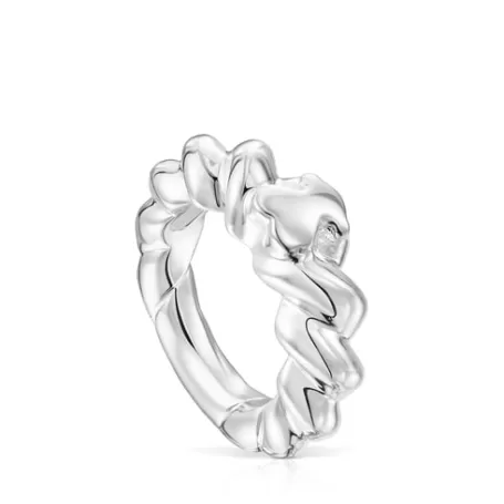 New Bague tressée motif ourson en argent Twisted Bagues En Argent | Bagues Petits