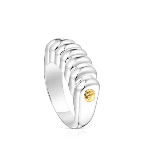 Discount Bague Virtual Garden barre en argent et argent vermeil Bagues En Argent | Moyens Bagues