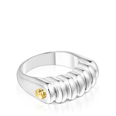 Discount Bague Virtual Garden barre en argent et argent vermeil Bagues En Argent | Moyens Bagues