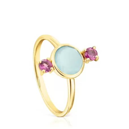 Shop Bague Virtual Garden en or avec calcédoine et rhodolite Bagues En Or | Bagues Petits