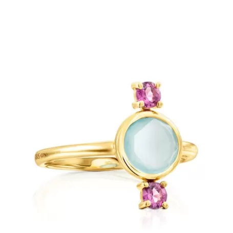 Shop Bague Virtual Garden en or avec calcédoine et rhodolite Bagues En Or | Bagues Petits