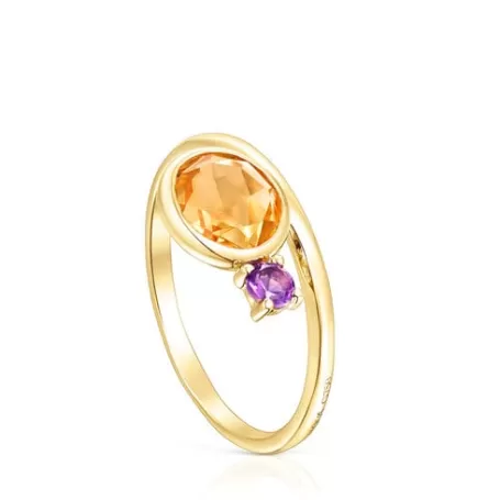 Cheap Bague Virtual Garden en or avec citrine et améthyste Bagues En Or | Bagues Petits