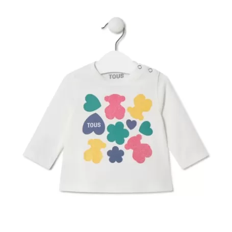 Cheap Bears, hearts and flowers t-shirt in Casual ecru Bébé