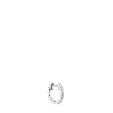 Best Sale Boucle d’oreille individuelle anneau en or blanc avec diamants 8,5 mm courte Les Classiques Des Boucles D'oreilles En Or | Créoles