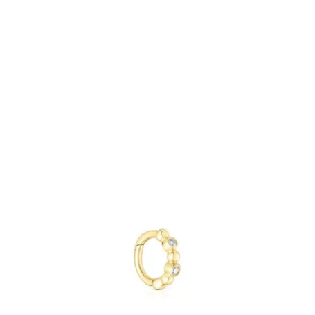 Shop Boucle d’eille Les Classiques petit anneau avec boules en et diamants Des Boucles D'oreilles En Or | Boucles D’oreilles Individuelles
