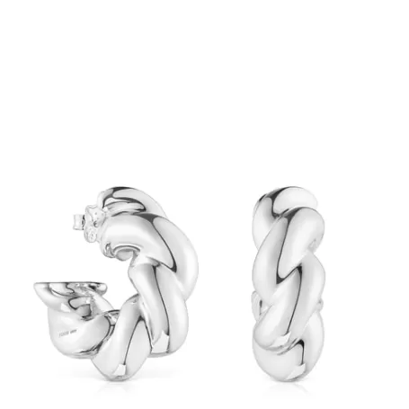 Cheap Boucles d'oreilles anneau Twisted Boucles D'oreilles En Argent | Créoles