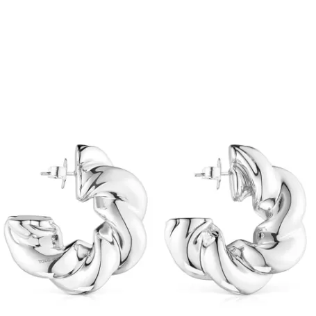 Cheap Boucles d'oreilles anneau Twisted Boucles D'oreilles En Argent | Créoles