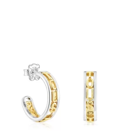 Cheap Boucles d’oreilles anneaux argent et argent vermeil Logo Boucles D'oreilles En Argent | Créoles