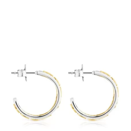 Cheap Boucles d’oreilles anneaux argent et argent vermeil Logo Boucles D'oreilles En Argent | Créoles