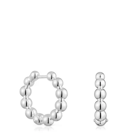 Clearance Boucles d’oreilles anneaux avec détails en argent 15 mm petites Gloss Boucles D'oreilles En Argent | Créoles