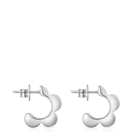 New Boucles d'oreilles anneaux Bold Motif fleur en argent Boucles D'oreilles En Argent