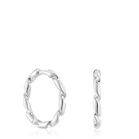 Fashion Boucles d’oreilles anneaux en argent 15 mm Twisted Boucles D'oreilles En Argent | Créoles