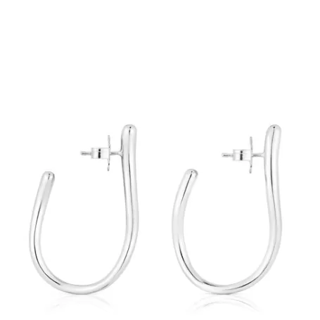 New Boucles d’oreilles anneaux en argent ondulation New Hav Boucles D'oreilles En Argent | Créoles