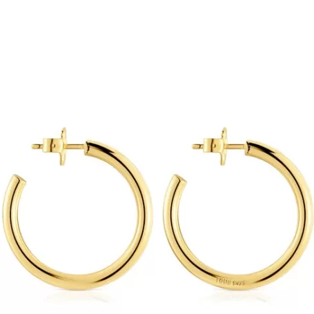 Clearance Boucles d’oreilles anneaux en argent plaqué or 18 ct, 28 mm longues Basics Boucles D'oreilles En Argent | Boucles D'oreilles Longues