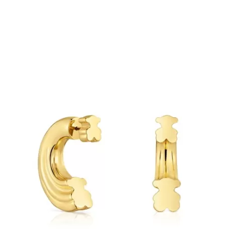 Best Boucles d’oreilles anneaux en argent plaqué or 18 ct avec motif ourson  1950 Boucles D'oreilles En Argent | Créoles