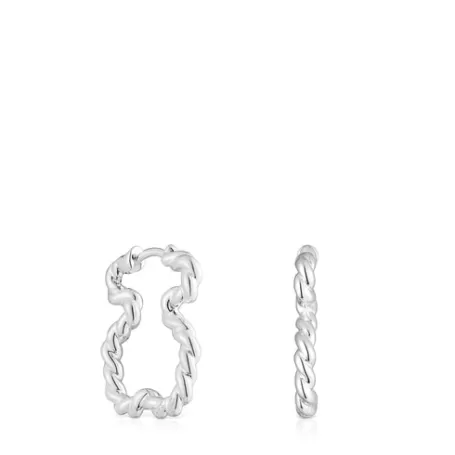 Outlet Boucles d'oreilles avec silhouette ourson Twisted Boucles D'oreilles En Argent | Créoles