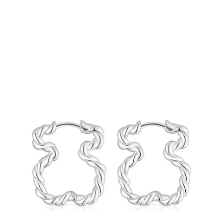 Outlet Boucles d'oreilles avec silhouette ourson Twisted Boucles D'oreilles En Argent | Créoles