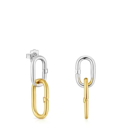 Best Sale Boucles d’oreilles bicolores longues Hold Oval Boucles D'oreilles En Argent | Boucles D'oreilles Longues