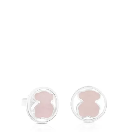 Fashion Boucles d'oreilles Camille en avec Quartz rose Boucles D'oreilles En Argent | Boucles D'oreilles Petits