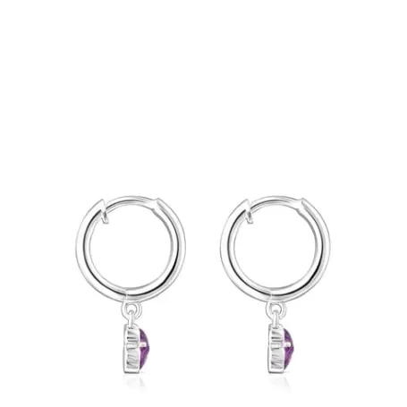 Cheap Boucles d'oreilles Cool Color en et Améthyste Boucles D'oreilles En Argent | Créoles