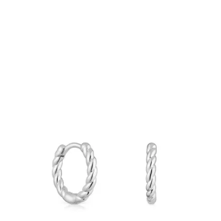 New Boucles d’oreilles en anneaux tressés en argent 10 mm courtes Basics Boucles D'oreilles En Argent | Créoles