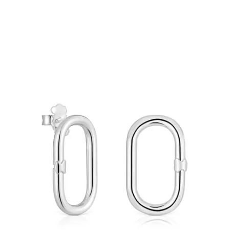 Store Boucles d’oreilles en courtes Hold Oval Boucles D'oreilles En Argent