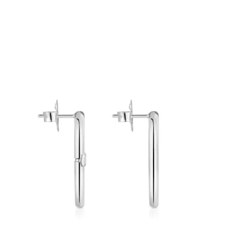 Store Boucles d’oreilles en courtes Hold Oval Boucles D'oreilles En Argent