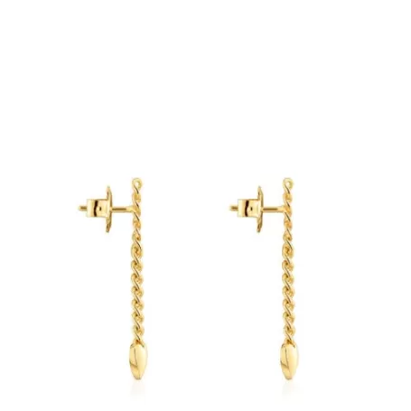 Cheap Boucles d’oreilles en argent plaqué or 18 ct avec motif cœur longues Bold Motif Boucles D'oreilles En Argent | Boucles D'oreilles Longues