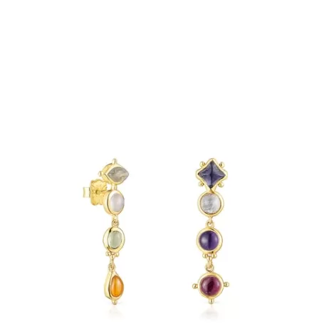 Best Boucles d’oreilles Magic Nature longues en argent vermeil et pierres précieuses Boucles D'oreilles En Argent | Boucles D'oreilles Longues