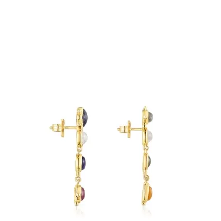Best Boucles d’oreilles Magic Nature longues en argent vermeil et pierres précieuses Boucles D'oreilles En Argent | Boucles D'oreilles Longues