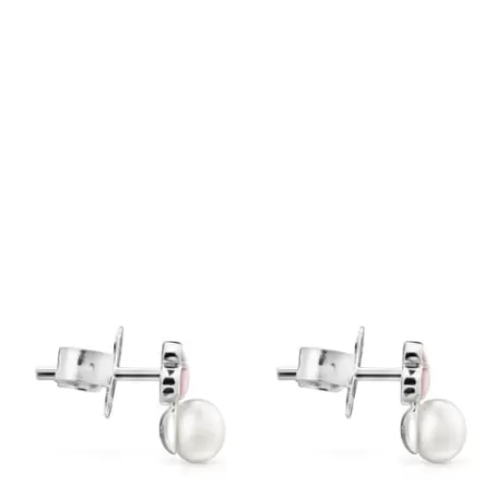 Cheap Boucles d’oreilles Mini Color en avec Quartzite et Perle Boucles D'oreilles En Argent | Boucles D'oreilles Petits
