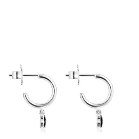 Clearance Boucles d'oreilles Mini Onix en Argent avec Onyx Boucles D'oreilles En Argent | Créoles