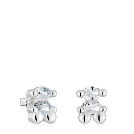 New Boucles d’oreilles motif ourson en et quartz cristal de roche 14 mm Color Bear Boucles D'oreilles Petits